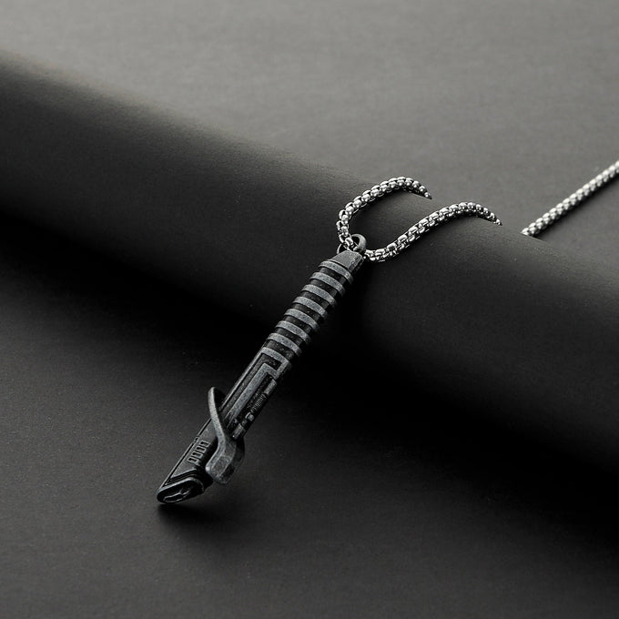 Darksaber inspired miniature saber hilt necklace with matching chain
